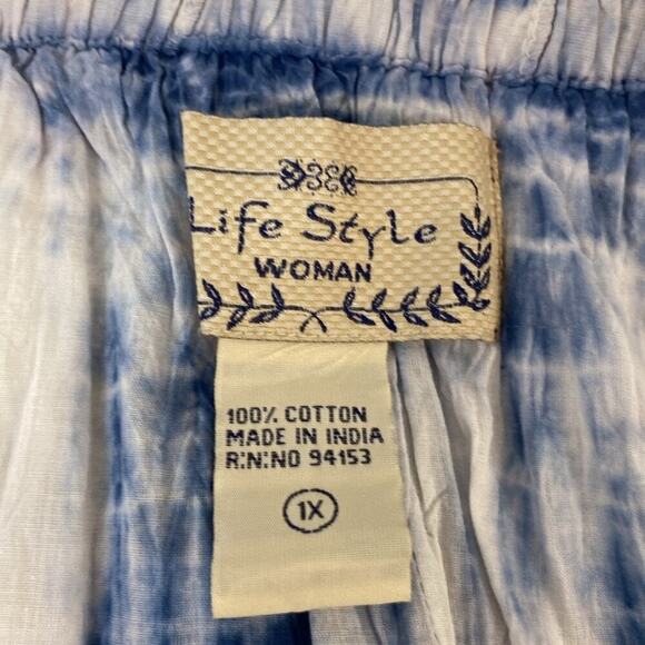 Life Style Boho Crinkle Tie Dye Skirt 1X - Picture 5 of 8